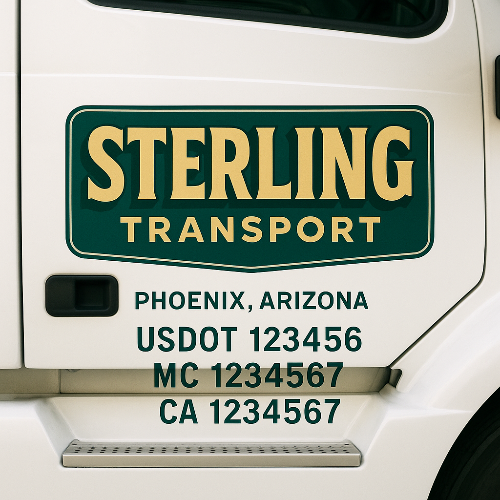 Custom Truck Door Decal Sticker Label Signs For Compliance | USDOT Truck Door Decal Lettering For Trucking & Transport Companies