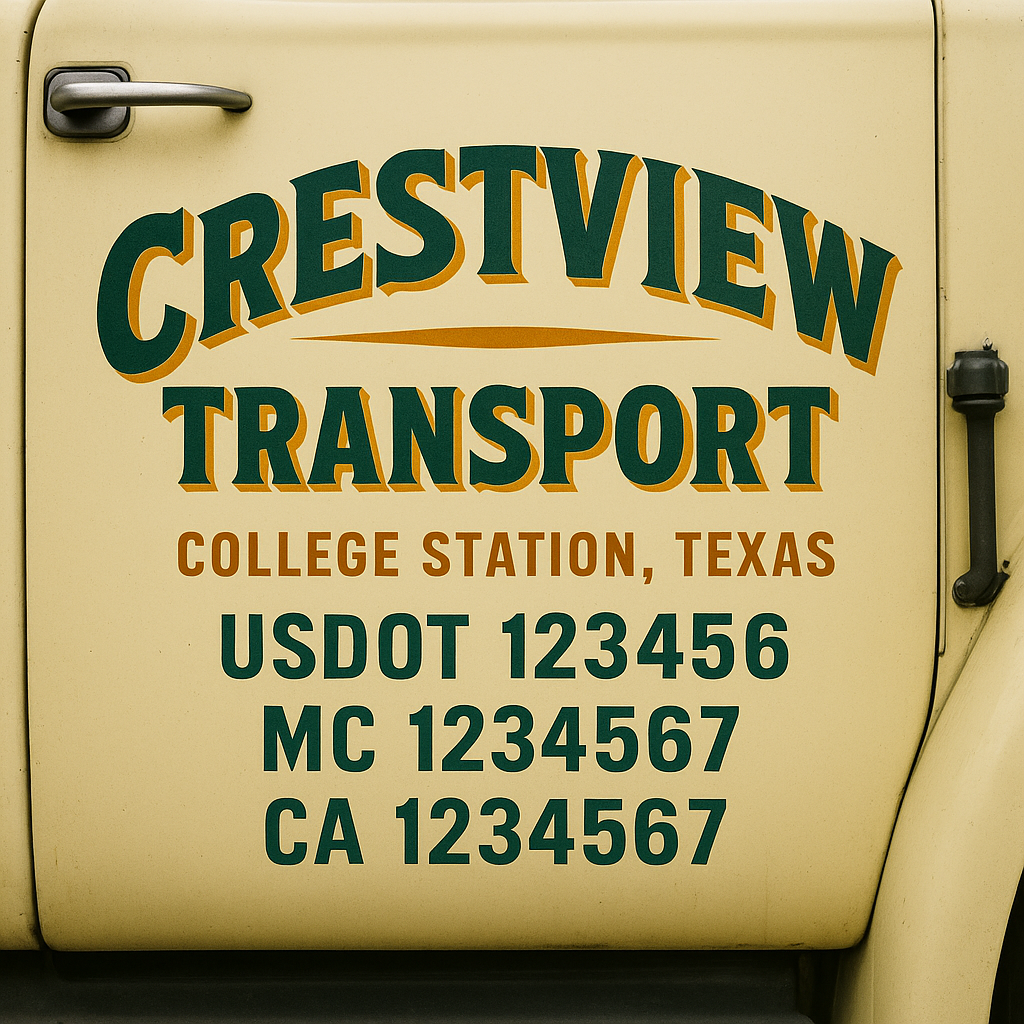Custom Truck Door Decal Sticker Label Signs For Compliance | USDOT Truck Door Decal Lettering For Trucking & Transport Companies