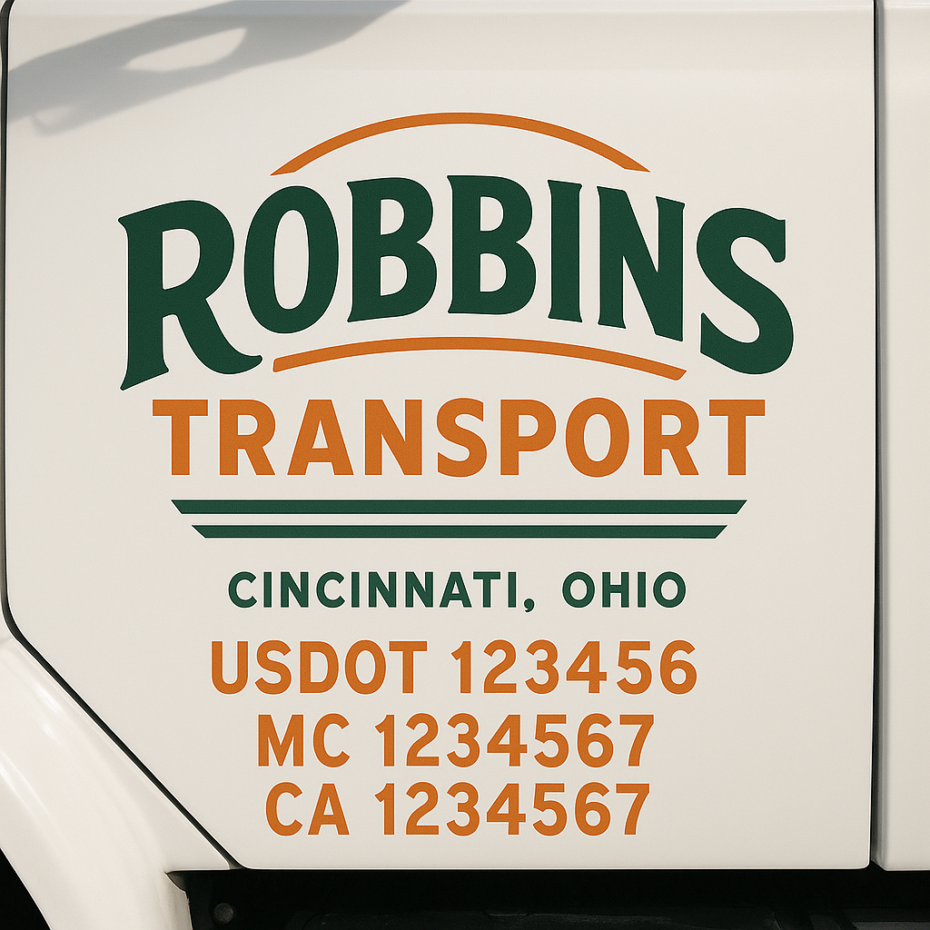 Custom Truck Door Decal Sticker Label Signs For Compliance | USDOT Truck Door Decal Lettering For Trucking & Transport Companies