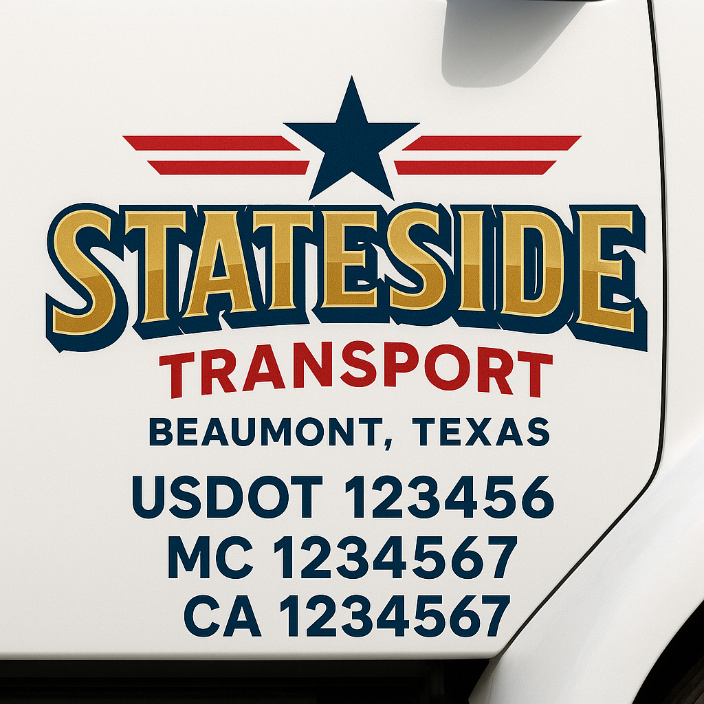 Custom Truck Door Decal Sticker Label Signs For Compliance | USDOT Truck Door Decal Lettering For Trucking & Transport Companies