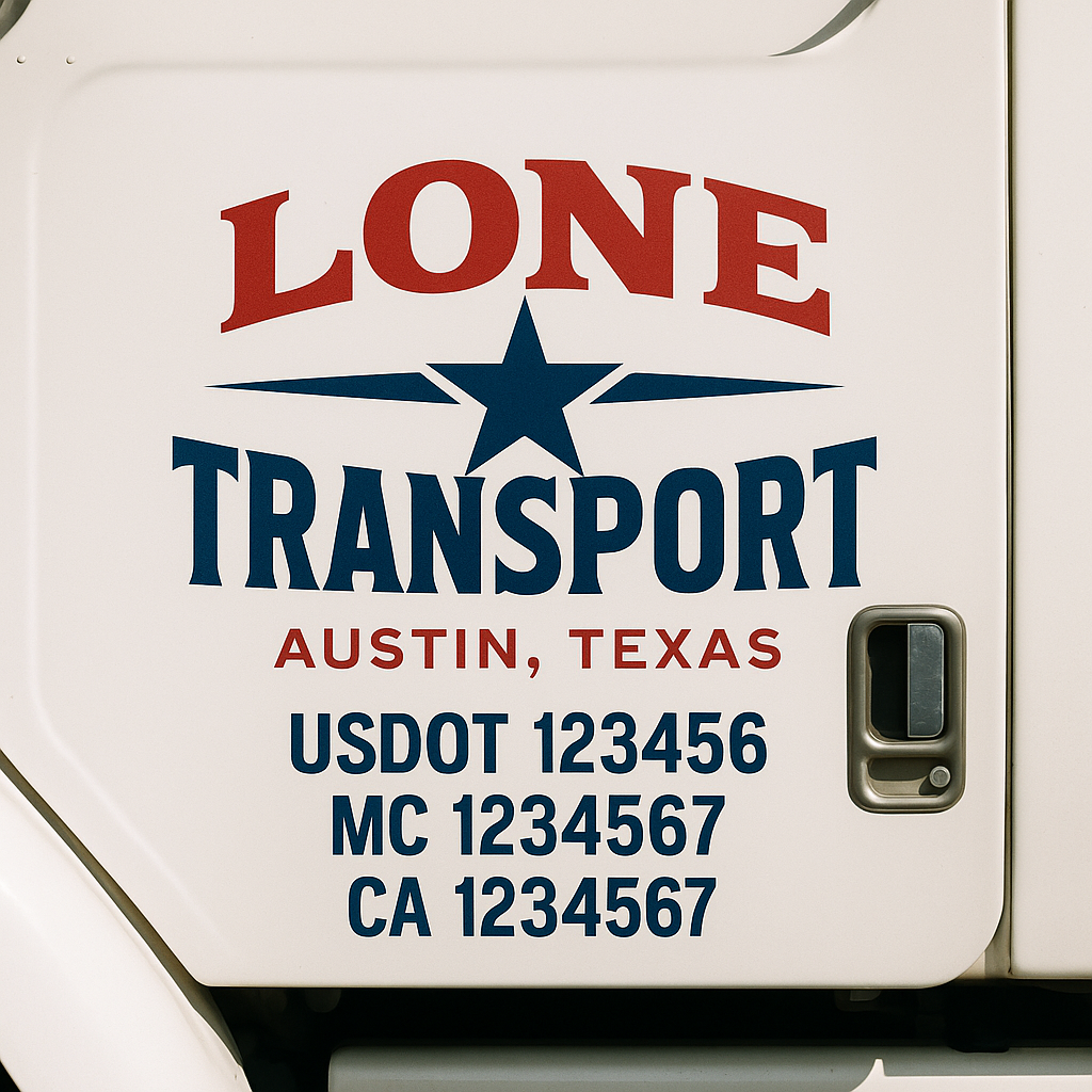 Custom Truck Door Decal Sticker Label Signs For Compliance | USDOT Truck Door Decal Lettering For Trucking & Transport Companies