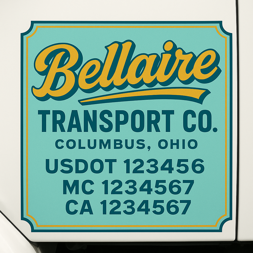Custom Truck Door Decal Sticker Label Signs For Compliance | USDOT Truck Door Decal Lettering For Trucking & Transport Companies