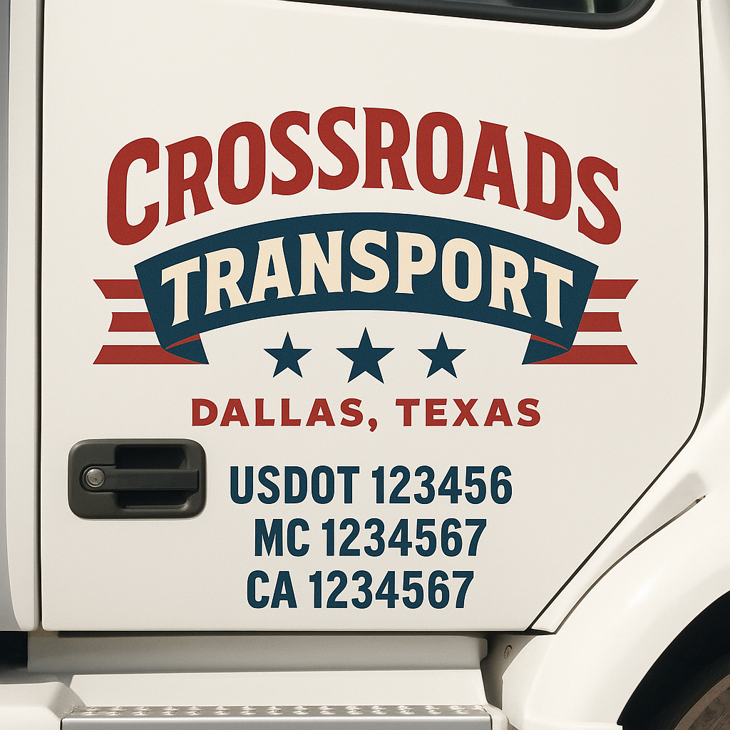Custom Truck Door Decal Sticker Label Signs For Compliance | USDOT Truck Door Decal Lettering For Trucking & Transport Companies