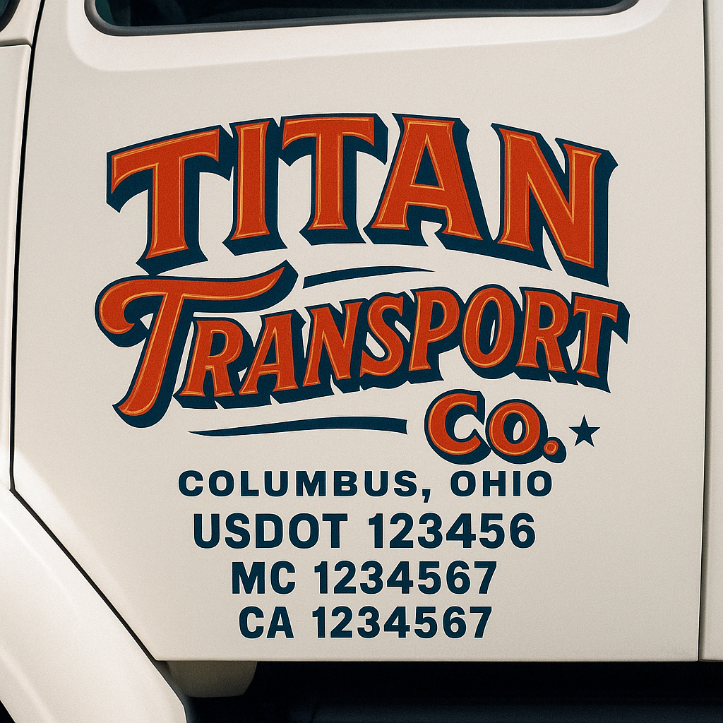 Custom Truck Door Decal Sticker Label Signs For Compliance | USDOT Truck Door Decal Lettering For Trucking & Transport Companies