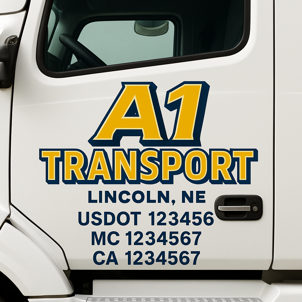 Custom Truck Door Decal Sticker Label Signs For Compliance | USDOT Truck Door Decal Lettering For Trucking & Transport Companies