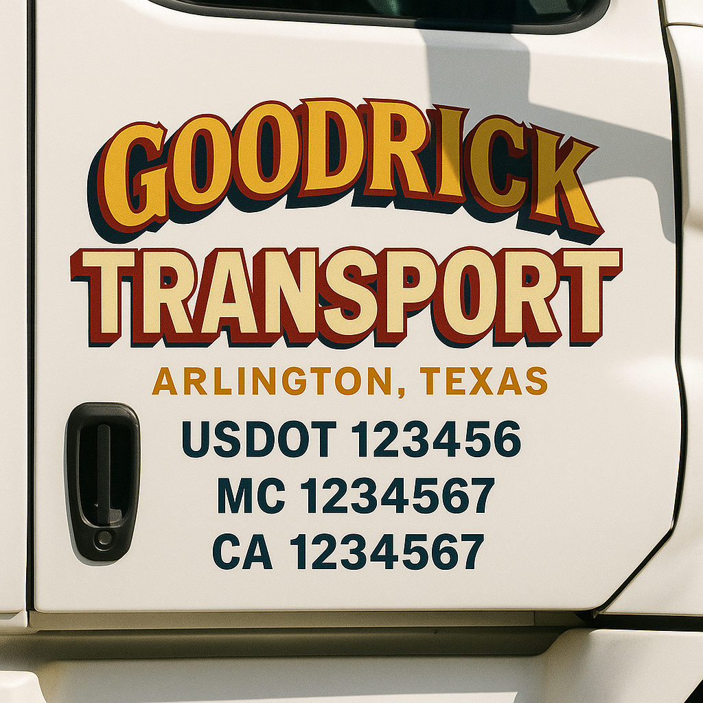 Custom Truck Door Decal Sticker Label Signs For Compliance | USDOT Truck Door Decal Lettering For Trucking & Transport Companies
