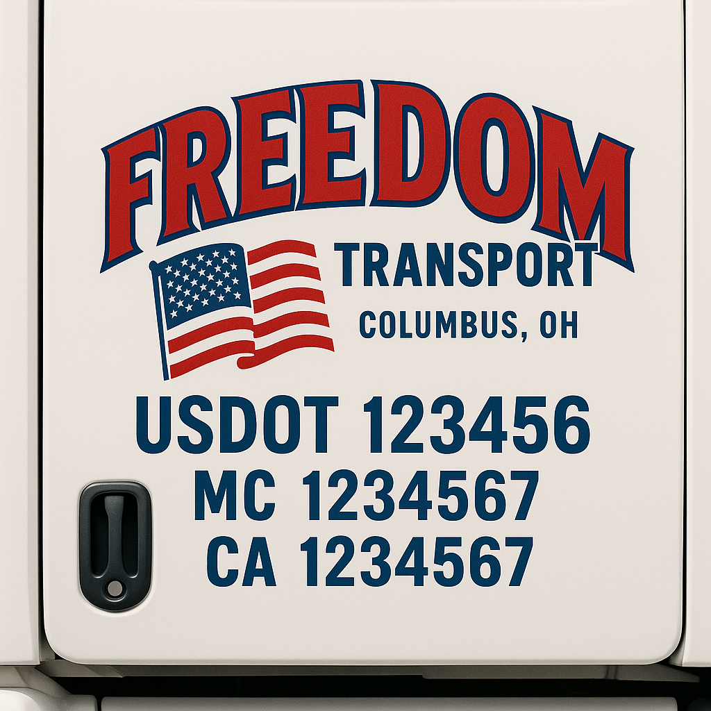 Custom Truck Door Decal Sticker Label Signs For Compliance | USDOT Truck Door Decal Lettering For Trucking & Transport Companies