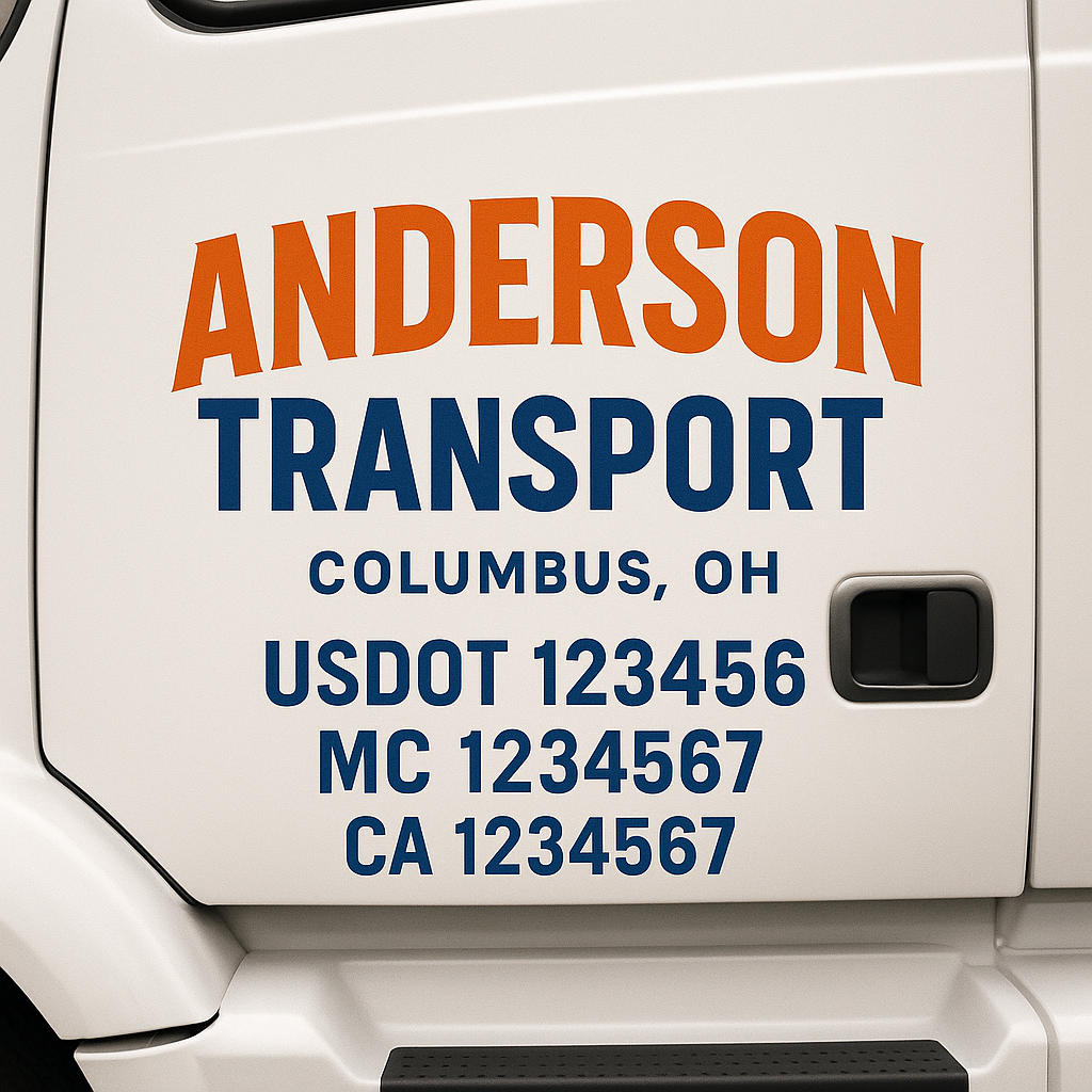 Custom Truck Door Decal Sticker Label Signs For Compliance | USDOT Truck Door Decal Lettering For Trucking & Transport Companies