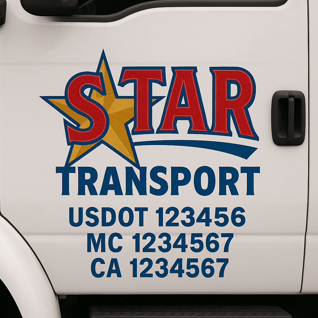 Custom Truck Door Decal Sticker Label Signs For Compliance | USDOT Truck Door Decal Lettering For Trucking & Transport Companies