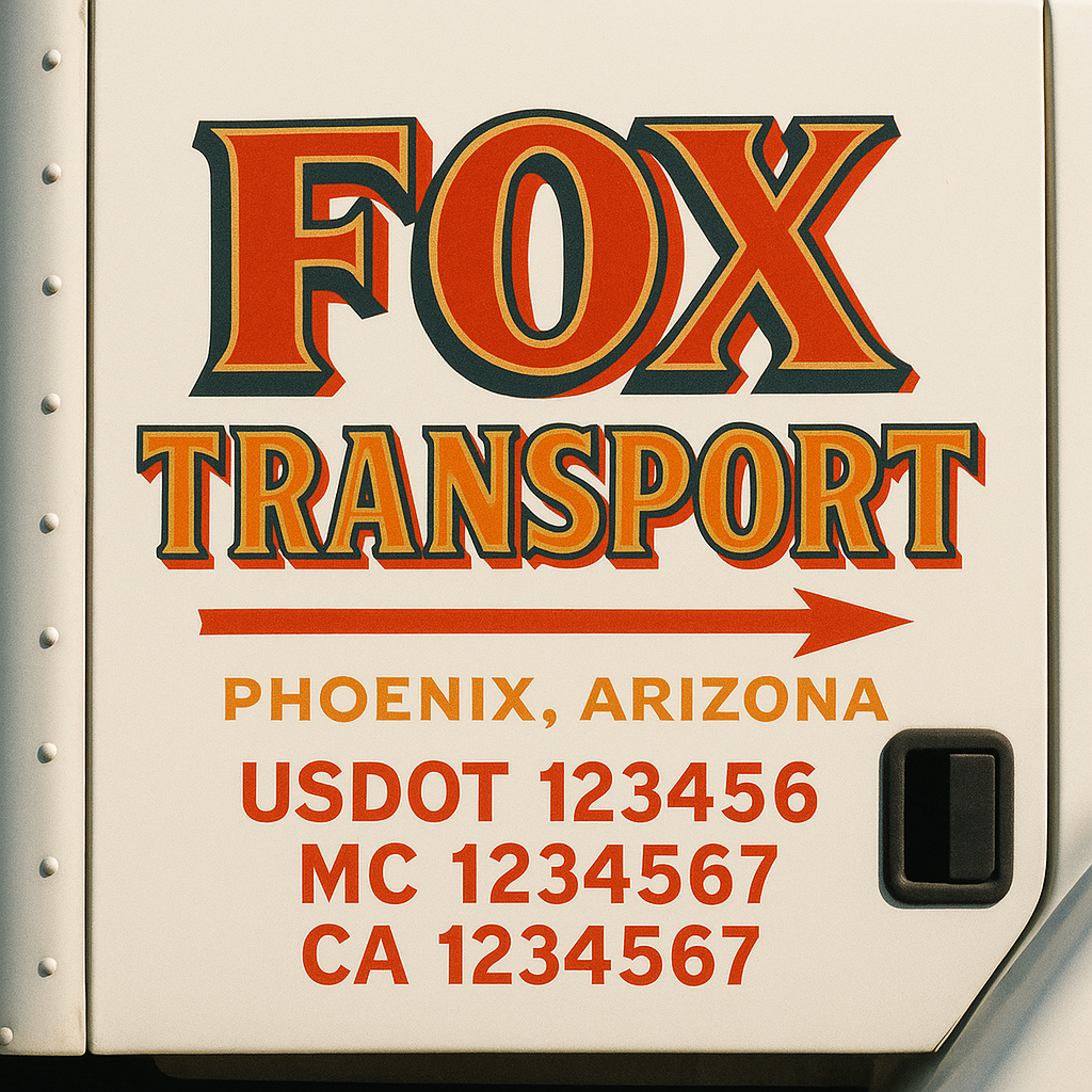 Custom Truck Door Decal Sticker Label Signs For Compliance | USDOT Truck Door Decal Lettering For Trucking & Transport Companies