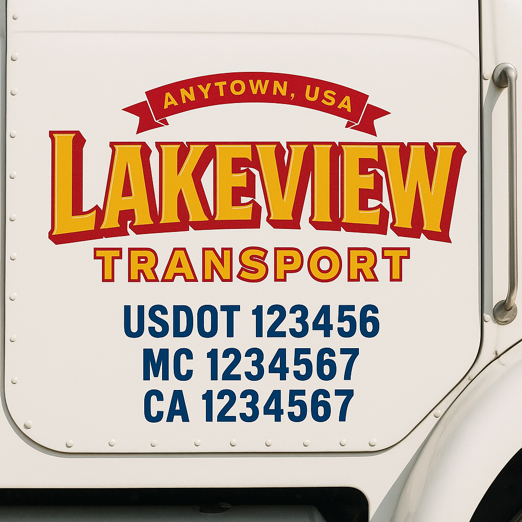 Custom Truck Door Decal Sticker Label Signs For Compliance | USDOT Truck Door Decal Lettering For Trucking & Transport Companies