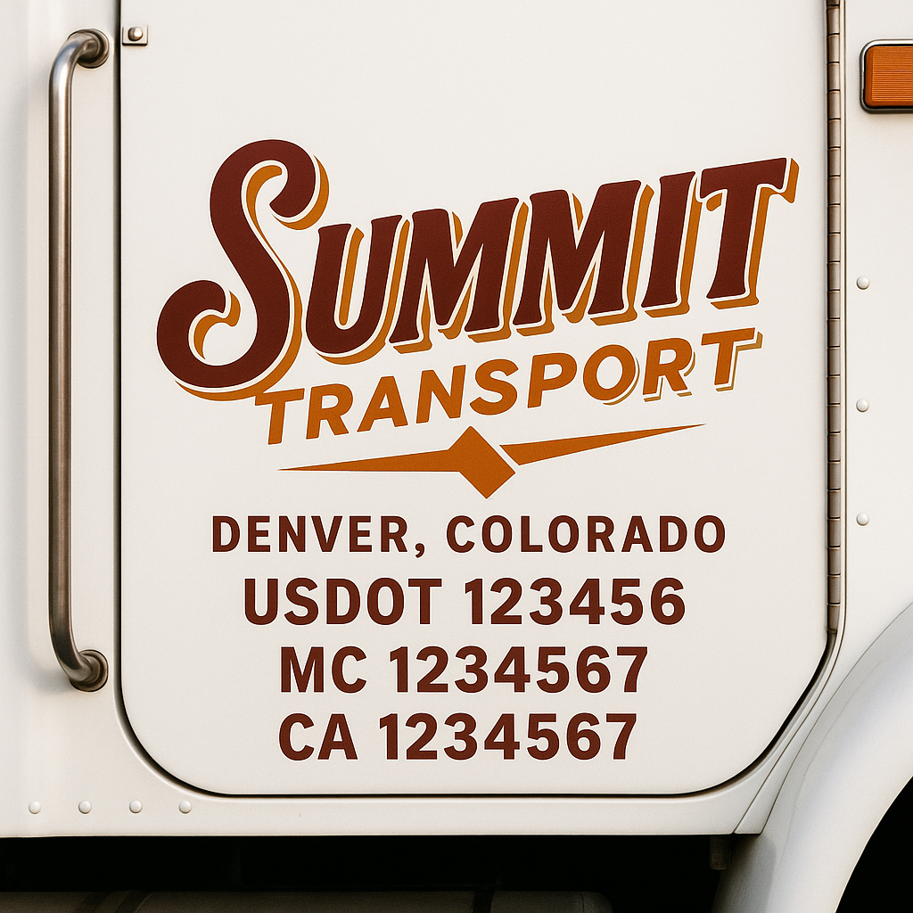Custom Truck Door Decal Sticker Label Signs For Compliance | USDOT Truck Door Decal Lettering For Trucking & Transport Companies