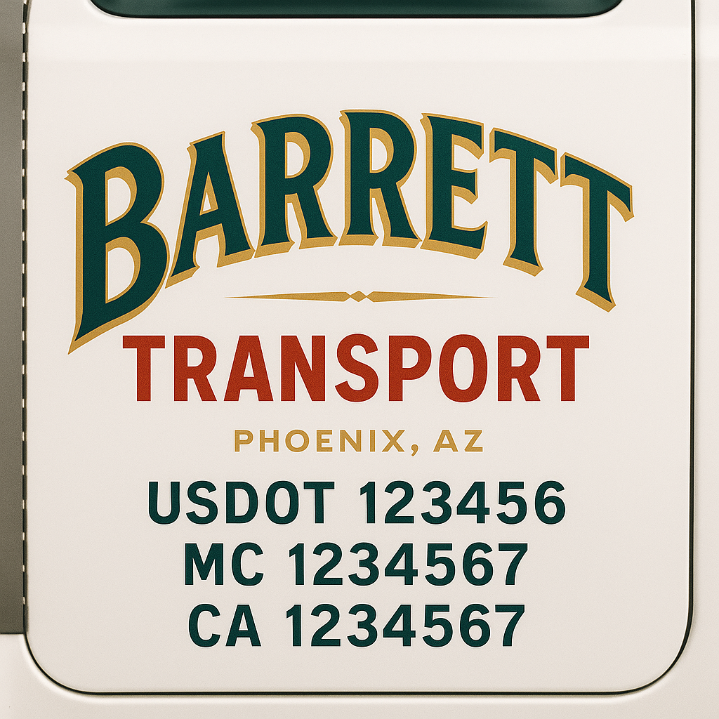 Custom Truck Door Decal Sticker Label Signs For Compliance | USDOT Truck Door Decal Lettering For Trucking & Transport Companies
