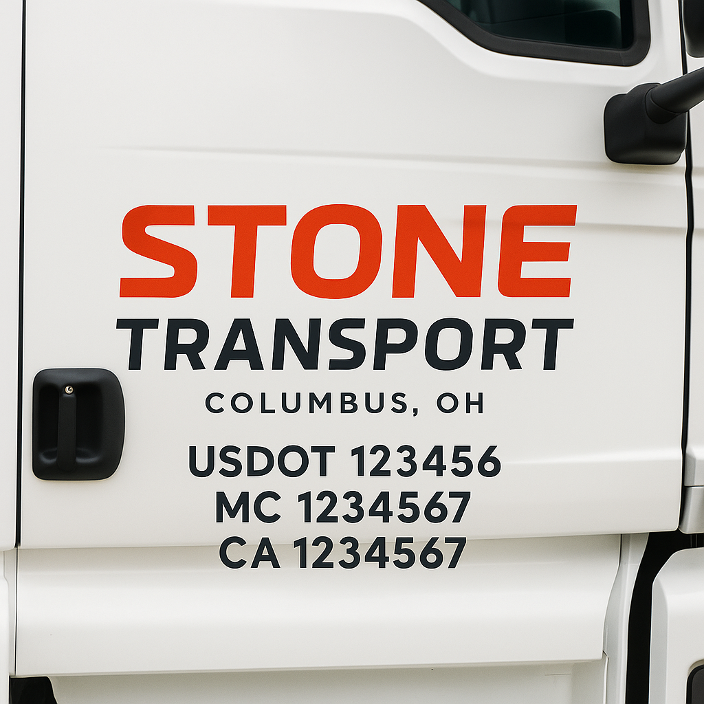 Custom Truck Door Decal Sticker Label Signs For Compliance | USDOT Truck Door Decal Lettering For Trucking & Transport Companies