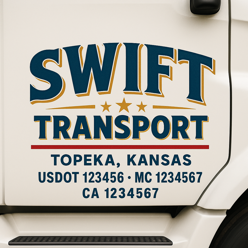 Custom Truck Door Decal Sticker Label Signs For Compliance | USDOT Truck Door Decal Lettering For Trucking & Transport Companies