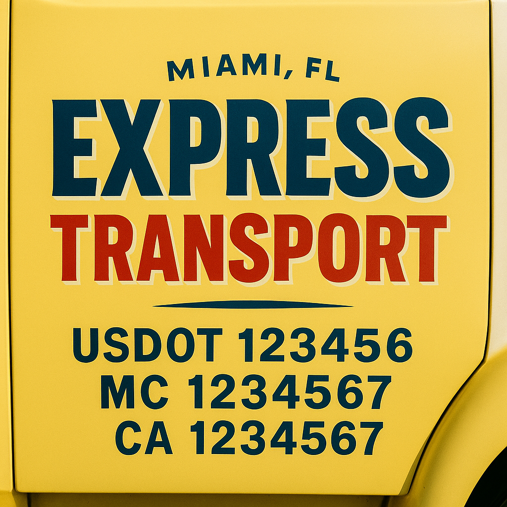 Custom Truck Door Decal Sticker Label Signs For Compliance | USDOT Truck Door Decal Lettering For Trucking & Transport Companies