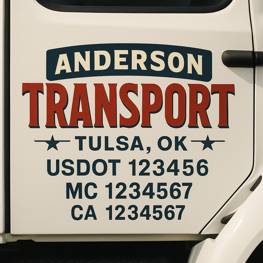 Custom Truck Door Decal Sticker Label Signs For Compliance | USDOT Truck Door Decal Lettering For Trucking & Transport Companies