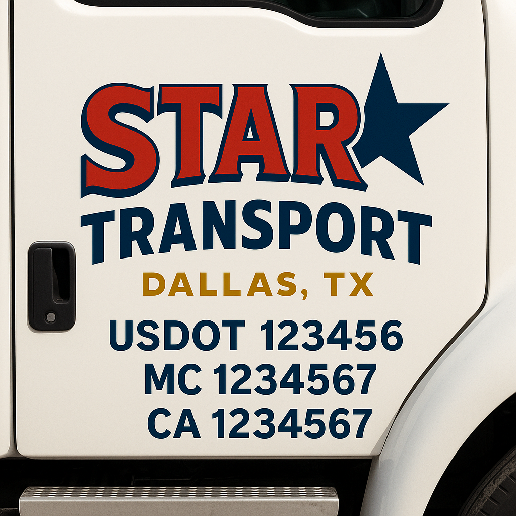 Custom Truck Door Decal Sticker Label Signs For Compliance | USDOT Truck Door Decal Lettering For Trucking & Transport Companies
