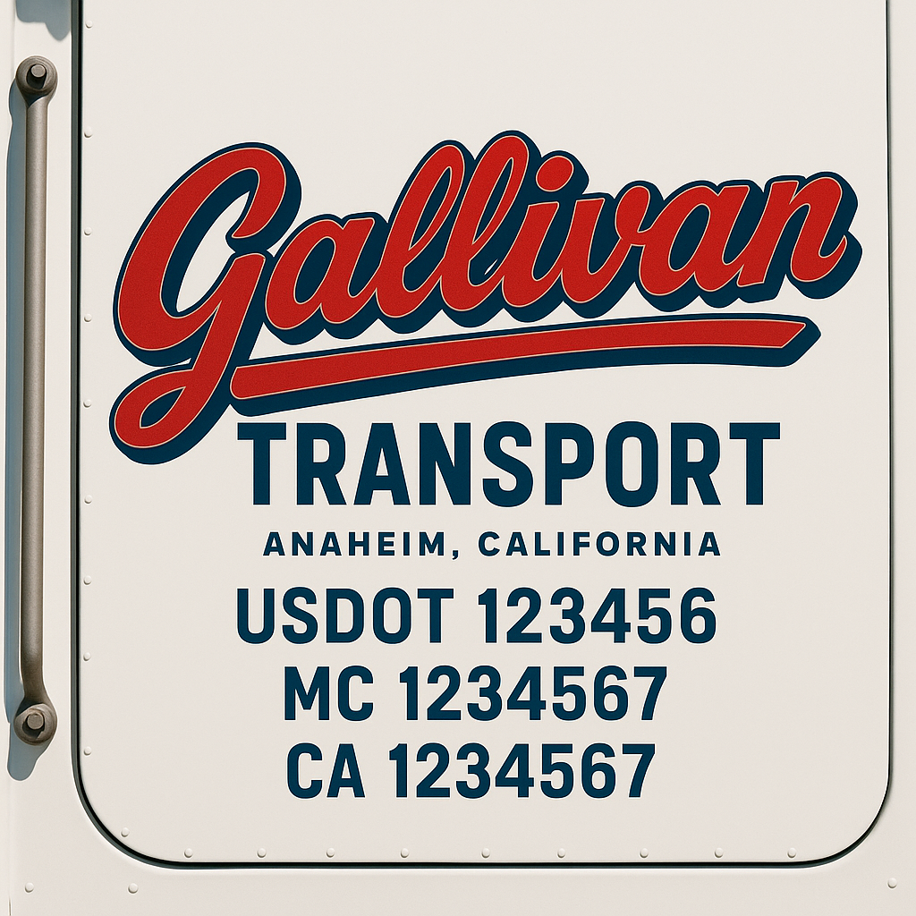 Custom Truck Door Decal Sticker Label Signs For Compliance | USDOT Truck Door Decal Lettering For Trucking & Transport Companies