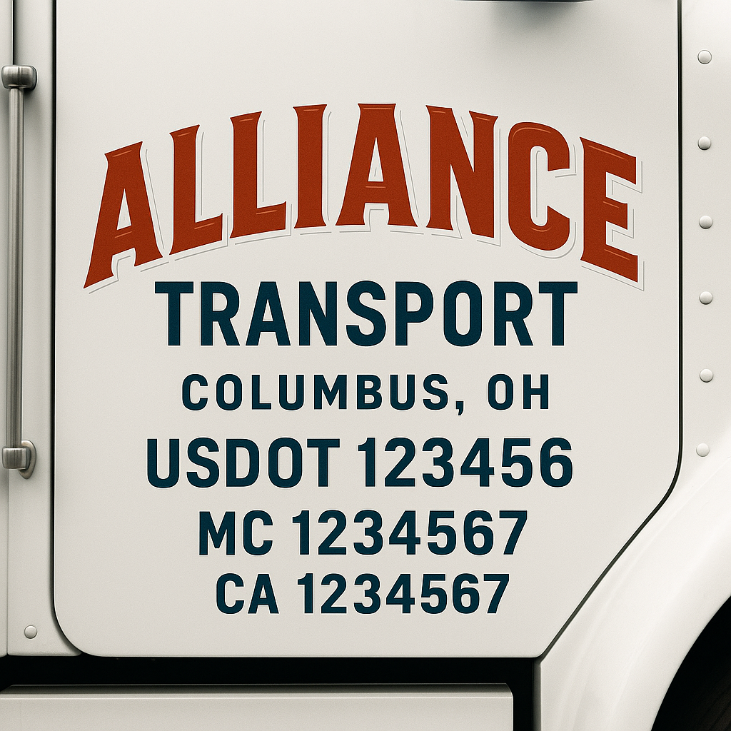 Custom Truck Door Decal Sticker Label Signs For Compliance | USDOT Truck Door Decal Lettering For Trucking & Transport Companies