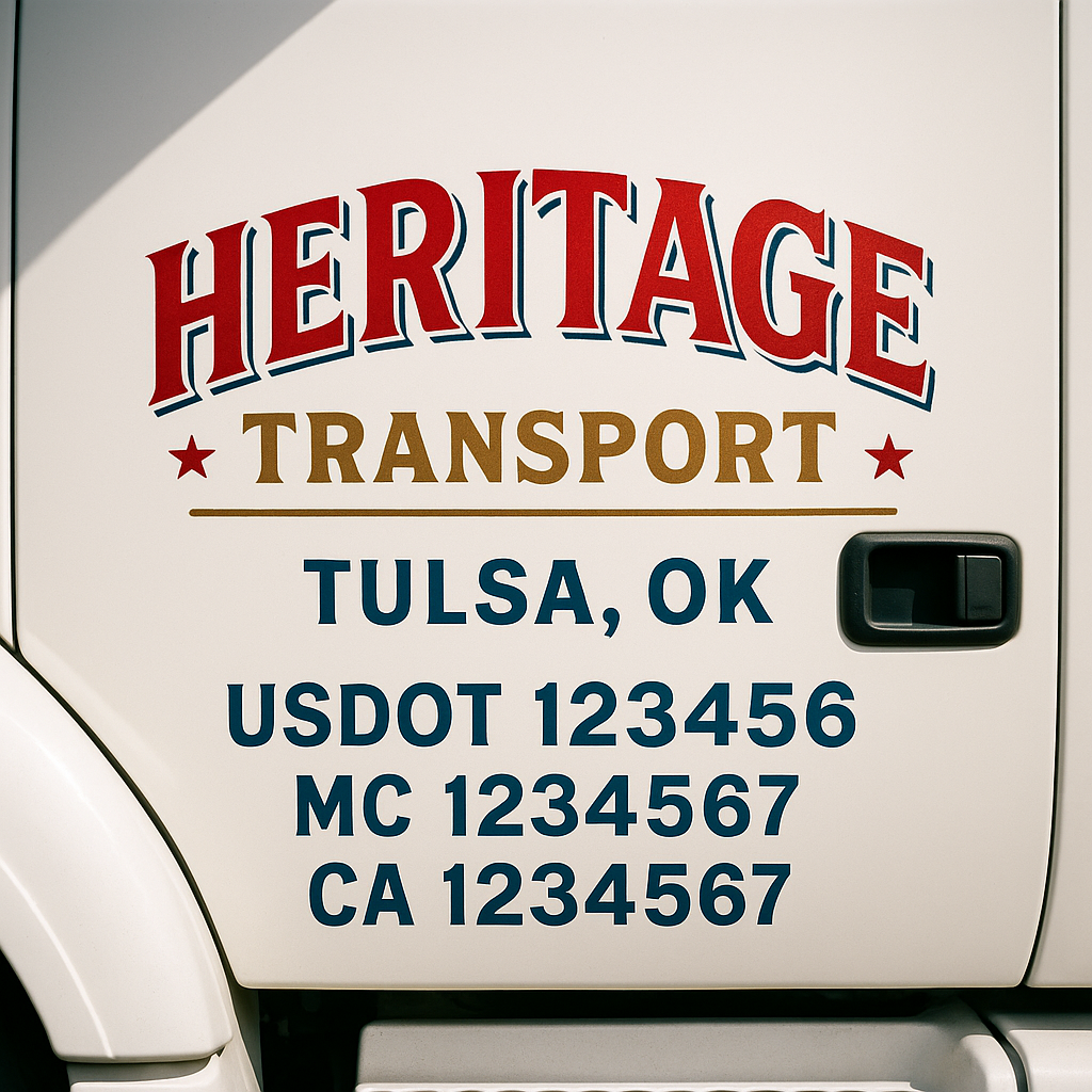 Custom Truck Door Decal Sticker Label Signs For Compliance | USDOT Truck Door Decal Lettering For Trucking & Transport Companies