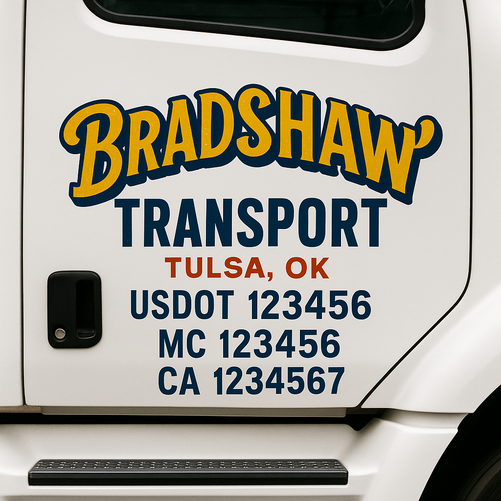 Custom Truck Door Decal Sticker Label Signs For Compliance | USDOT Truck Door Decal Lettering For Trucking & Transport Companies