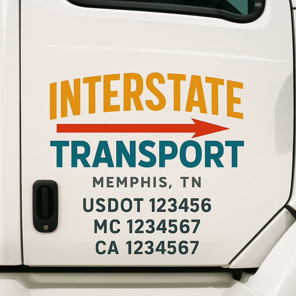 Custom Truck Door Decal Sticker Label Signs For Compliance | USDOT Truck Door Decal Lettering For Trucking & Transport Companies