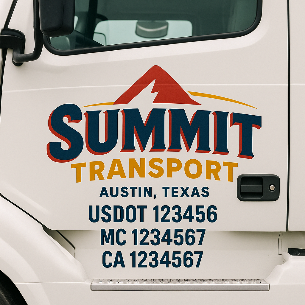 Custom Truck Door Decal Sticker Label Signs For Compliance | USDOT Truck Door Decal Lettering For Trucking & Transport Companies