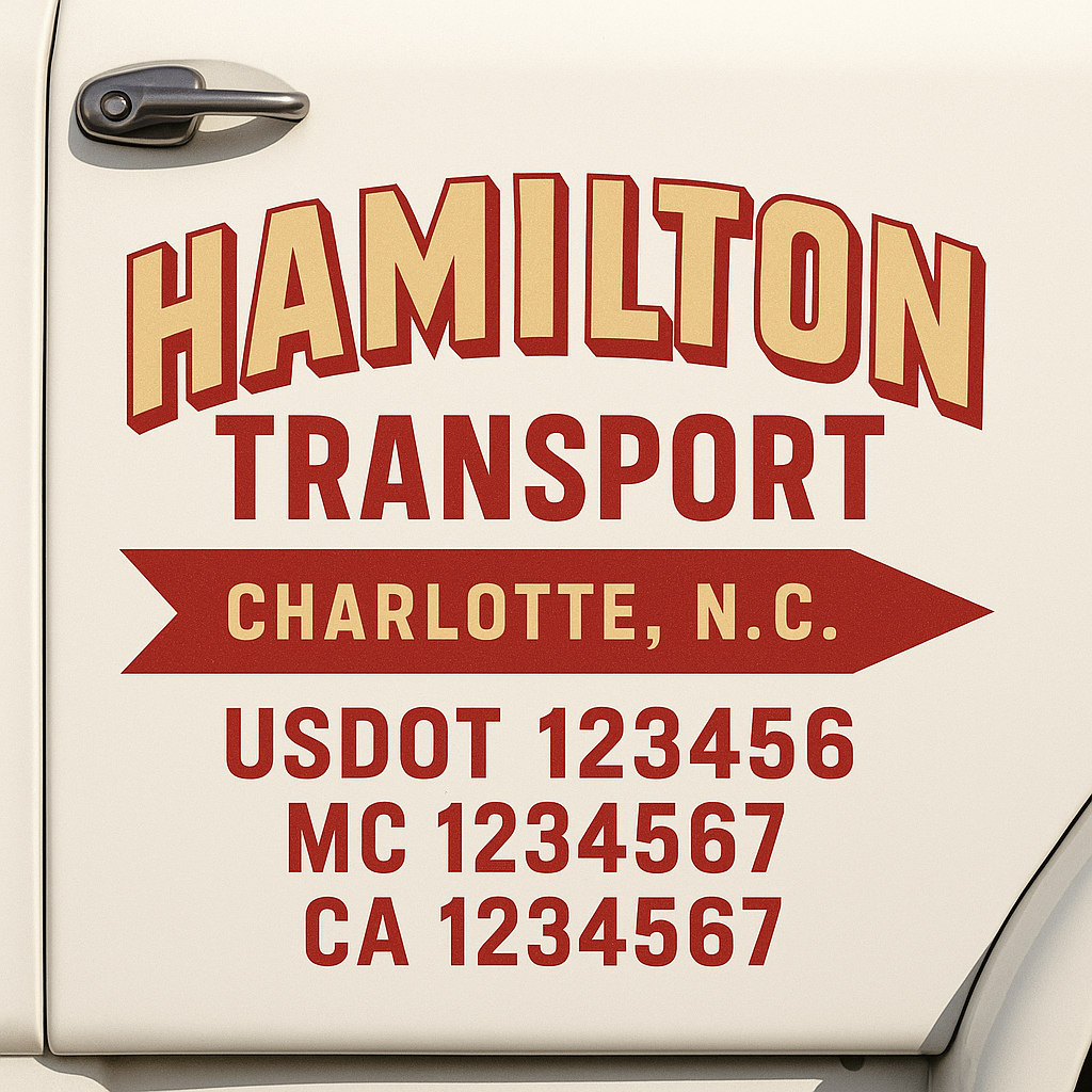 Custom Truck Door Decal Sticker Label Signs For Compliance | USDOT Truck Door Decal Lettering For Trucking & Transport Companies