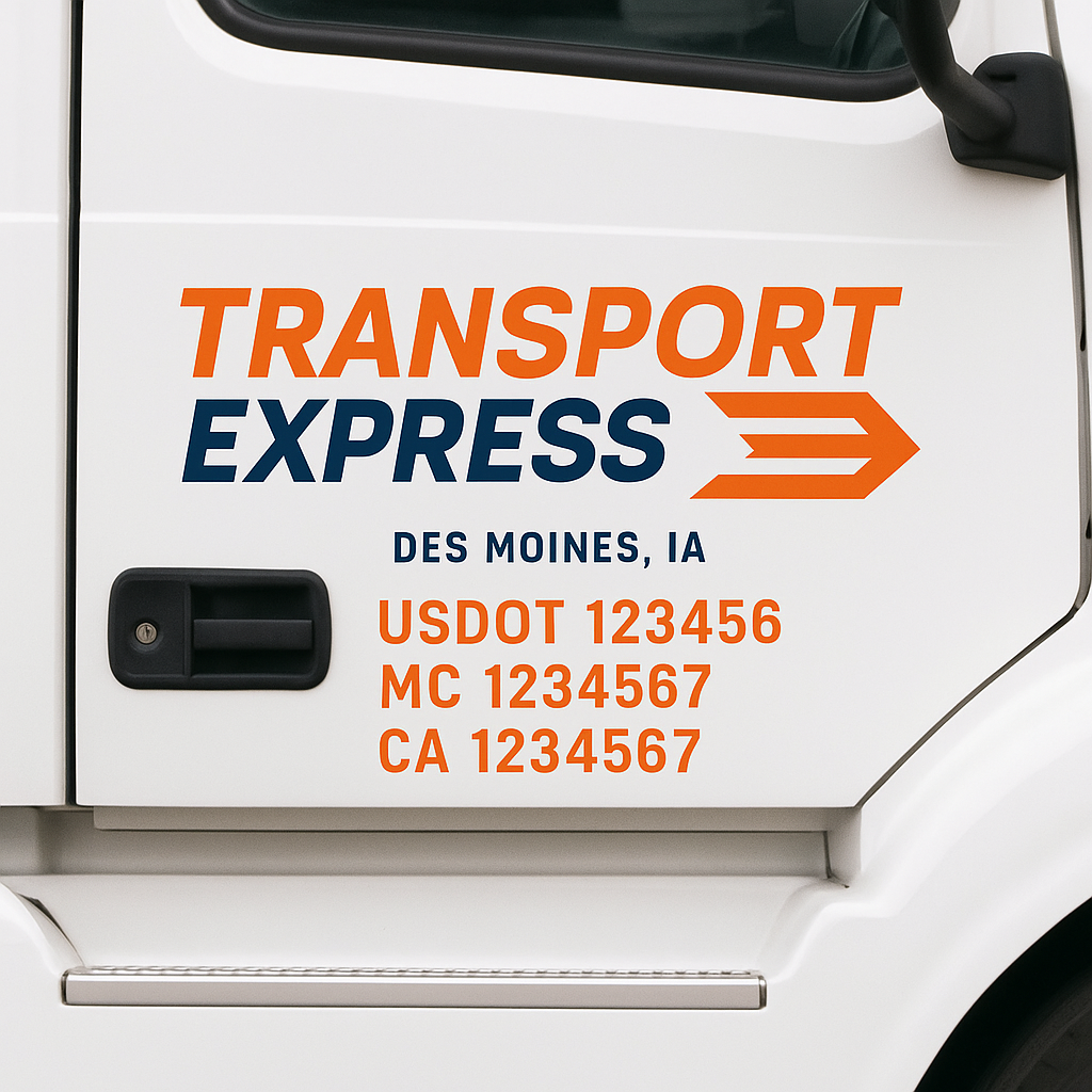 Custom Truck Door Decal Sticker Label Signs For Compliance | USDOT Truck Door Decal Lettering For Trucking & Transport Companies
