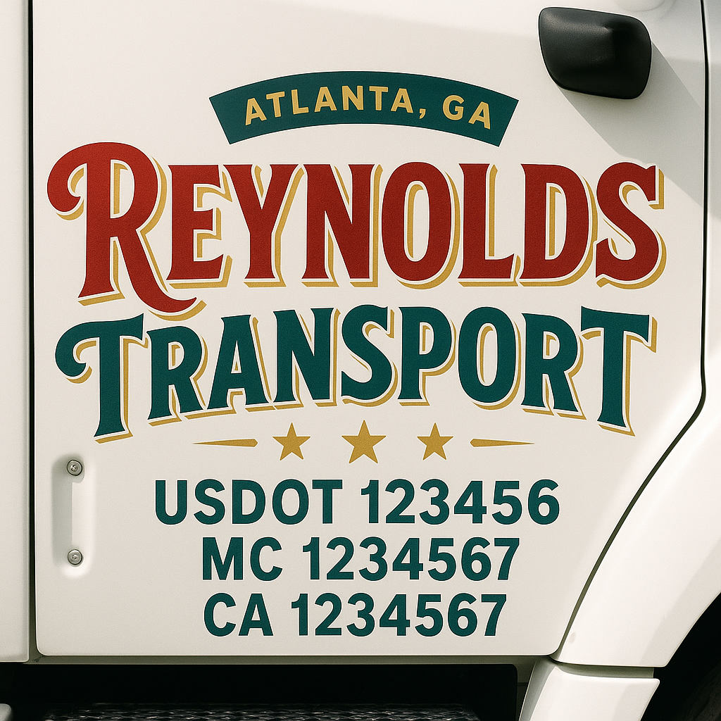 Custom Truck Door Decal Sticker Label Signs For Compliance | USDOT Truck Door Decal Lettering For Trucking & Transport Companies
