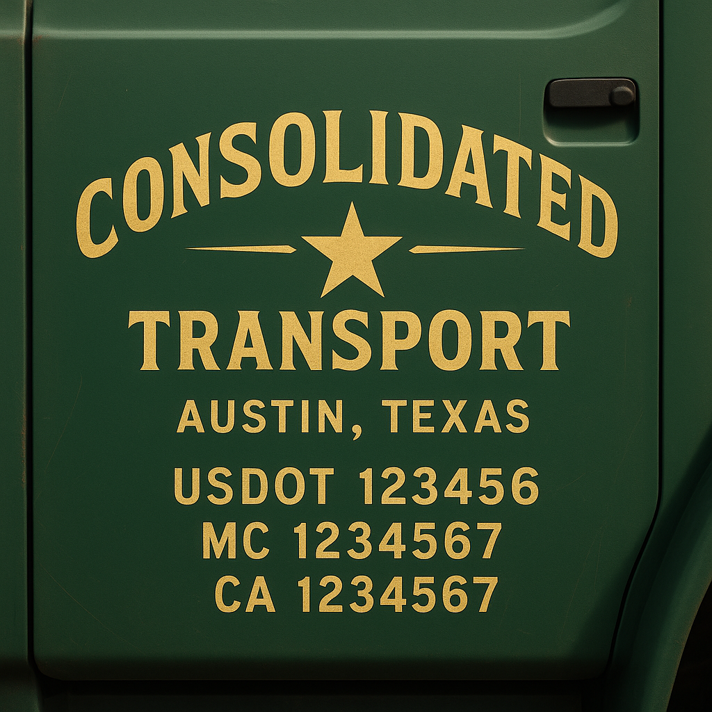 Custom Truck Door Decal Sticker Label Signs For Compliance | USDOT Truck Door Decal Lettering For Trucking & Transport Companies