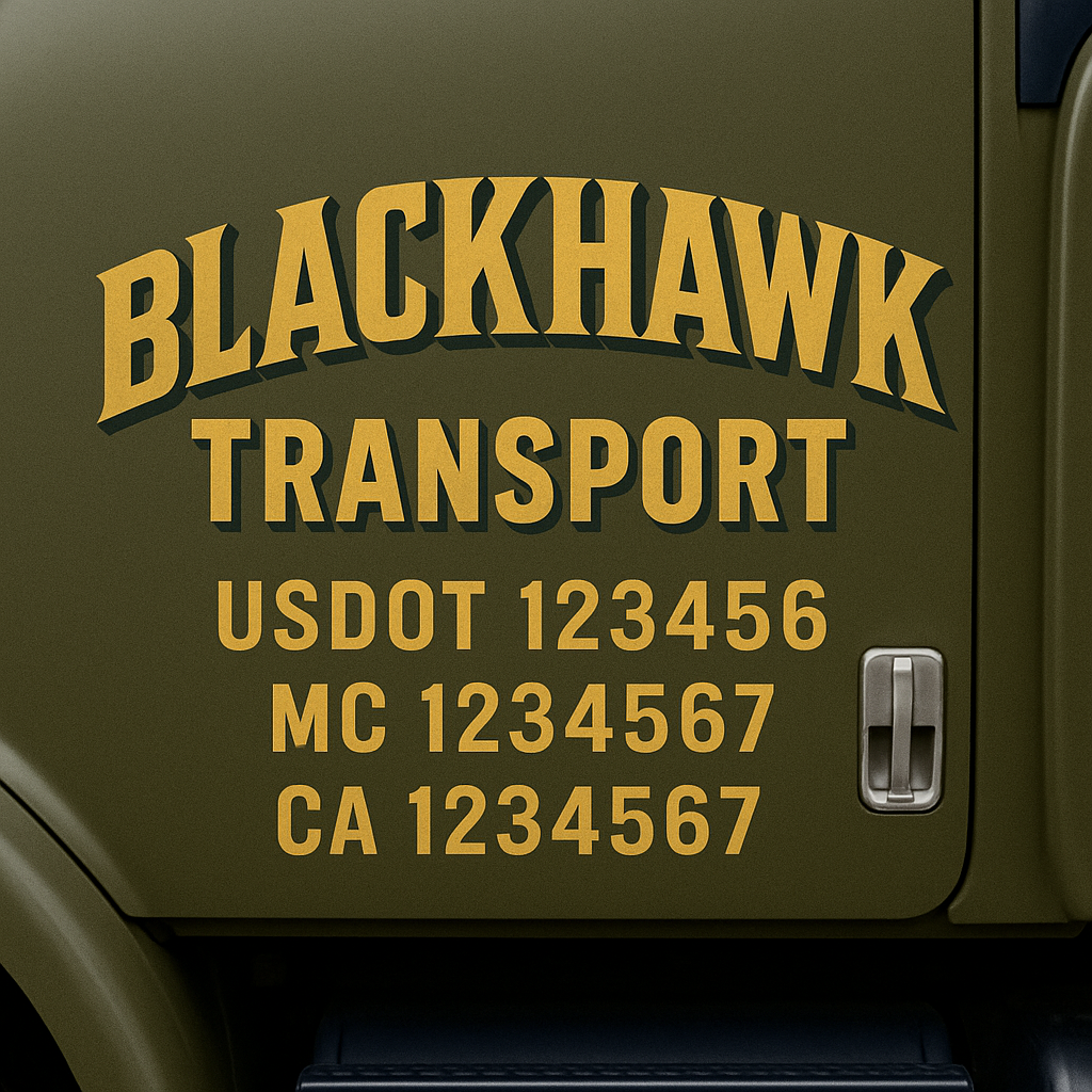 Custom Truck Door Decal Sticker Label Signs For Compliance | USDOT Truck Door Decal Lettering For Trucking & Transport Companies