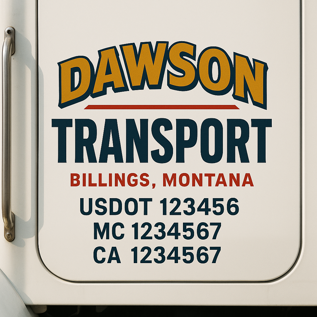 Custom Truck Door Decal Sticker Label Signs For Compliance | USDOT Truck Door Decal Lettering For Trucking & Transport Companies