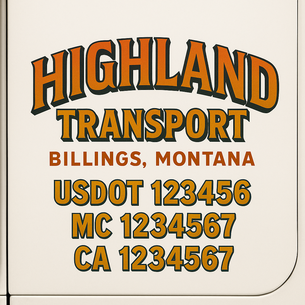 Custom Truck Door Decal Sticker Label Signs For Compliance | USDOT Truck Door Decal Lettering For Trucking & Transport Companies
