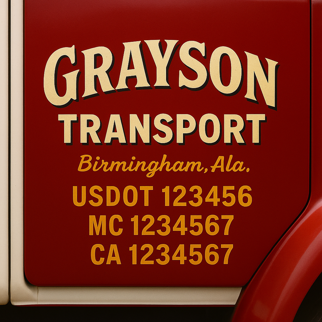 Custom Truck Door Decal Sticker Label Signs For Compliance | USDOT Truck Door Decal Lettering For Trucking & Transport Companies