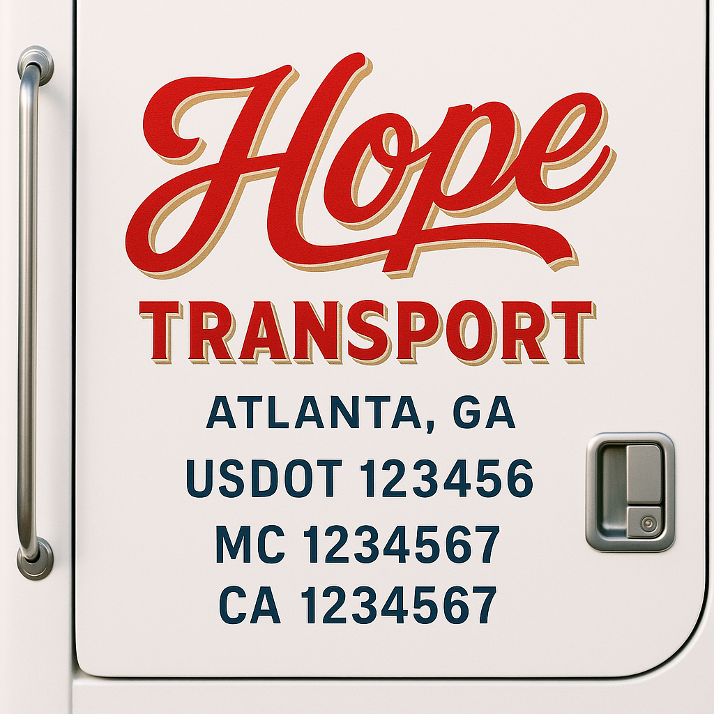 Custom Truck Door Decal Sticker Label Signs For Compliance | USDOT Truck Door Decal Lettering For Trucking & Transport Companies