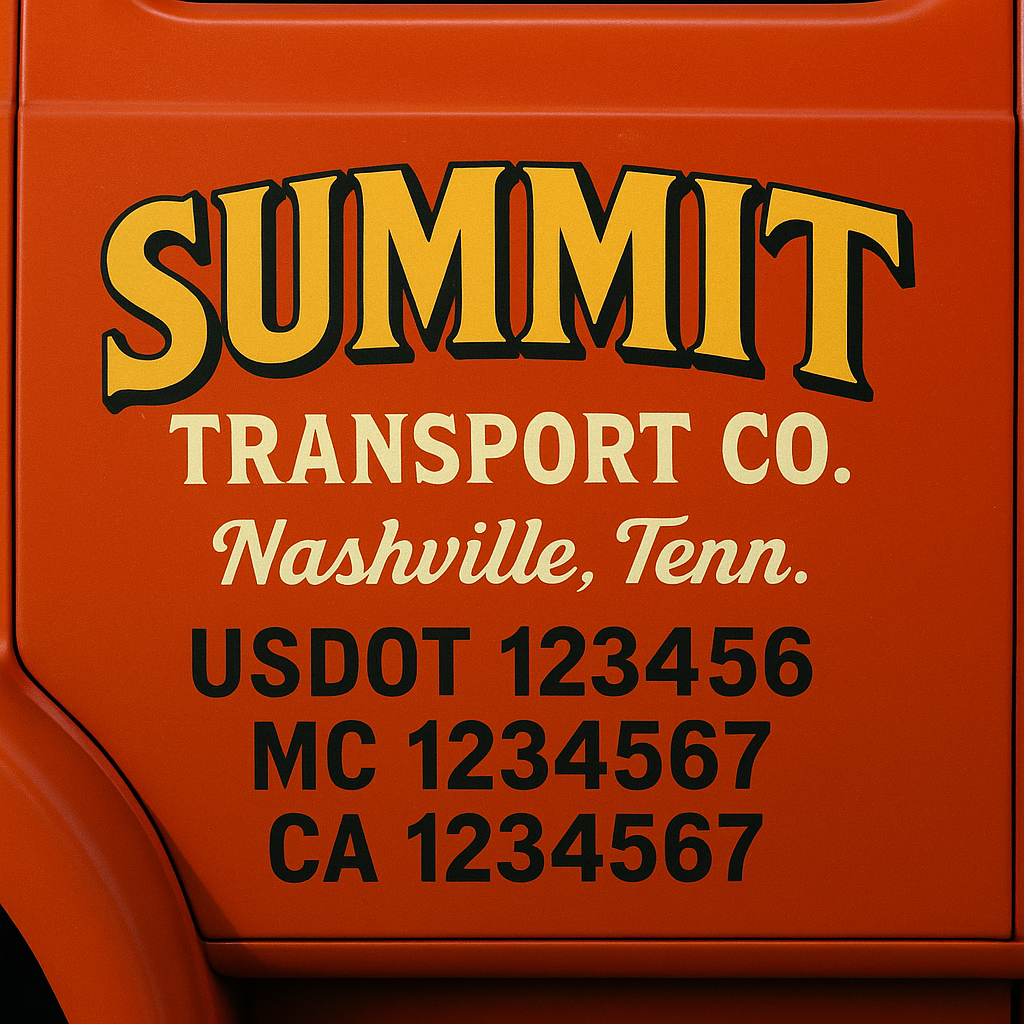 Custom Truck Door Decal Sticker Label Signs For Compliance | USDOT Truck Door Decal Lettering For Trucking & Transport Companies