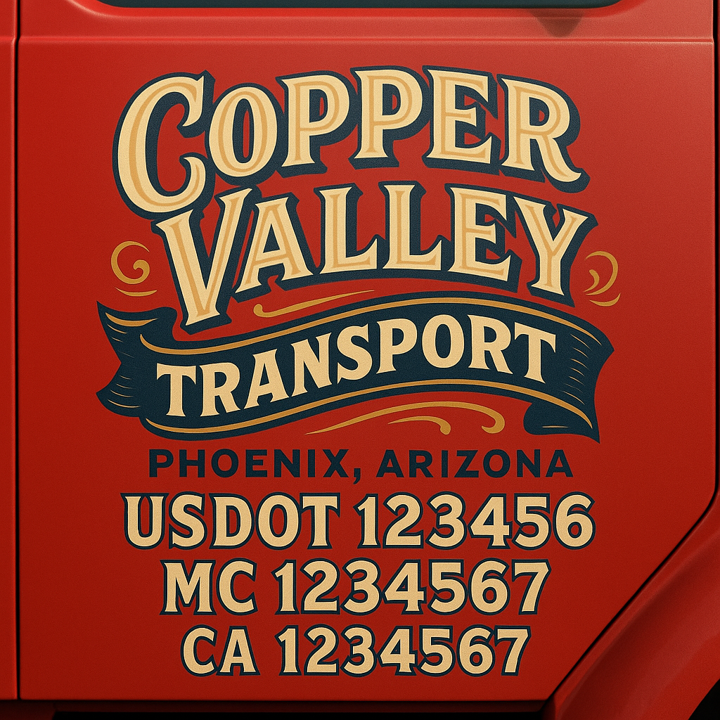 Custom Truck Door Decal Sticker Label Signs For Compliance | USDOT Truck Door Decal Lettering For Trucking & Transport Companies