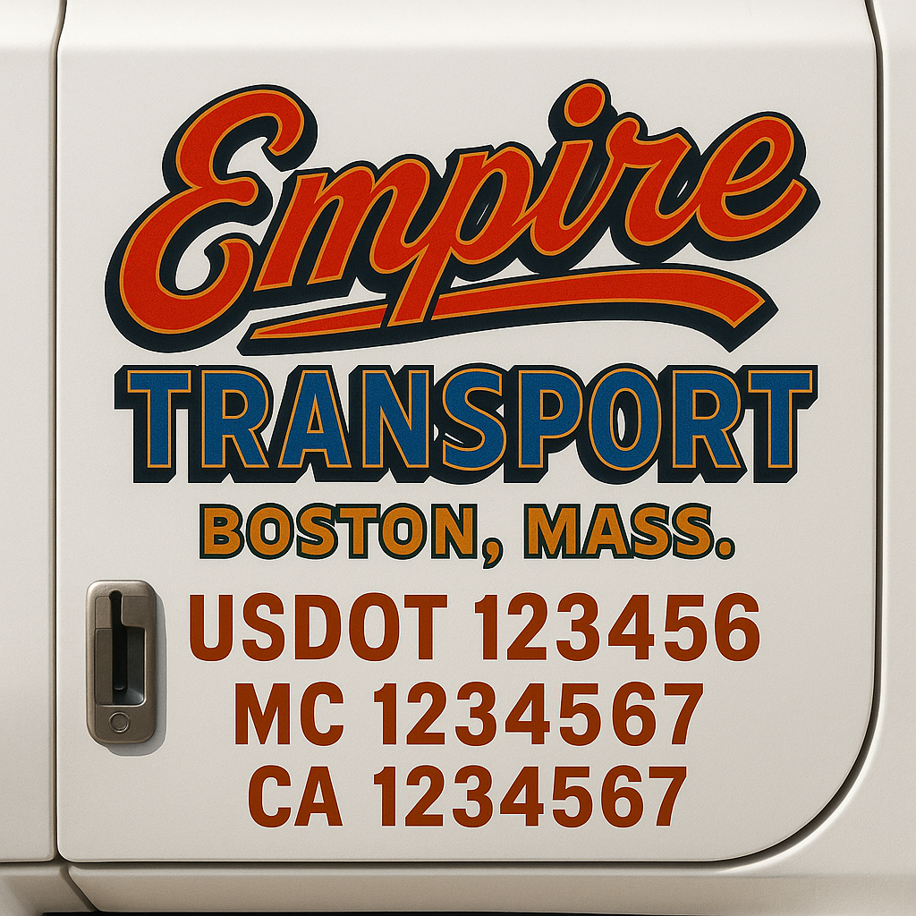 Custom Truck Door Decal Sticker Label Signs For Compliance | USDOT Truck Door Decal Lettering For Trucking & Transport Companies
