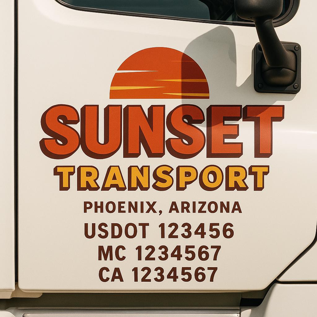 Custom Truck Door Decal Sticker Label Signs For Compliance | USDOT Truck Door Decal Lettering For Trucking & Transport Companies