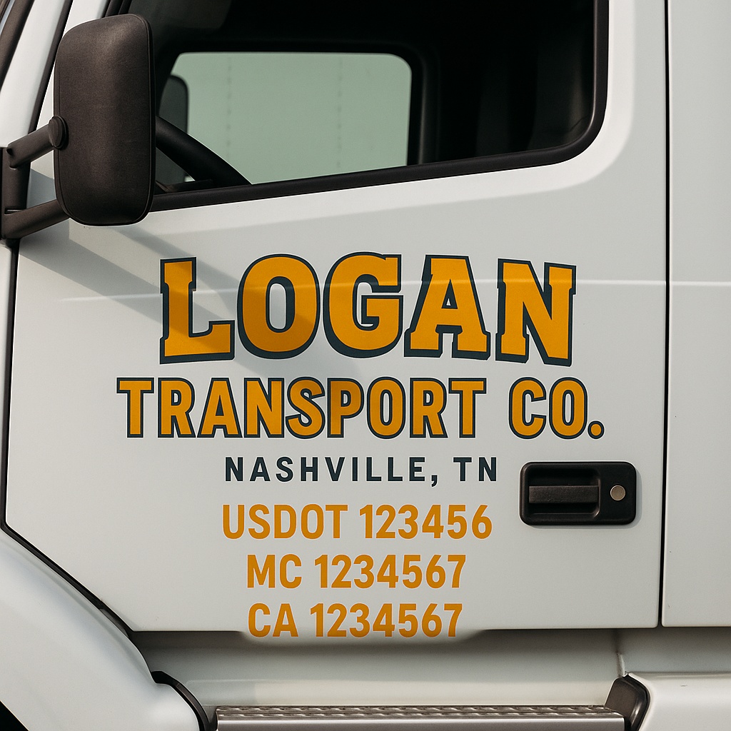 Custom Truck Door Decal Sticker Label Signs For Compliance | USDOT Truck Door Decal Lettering For Trucking & Transport Companies
