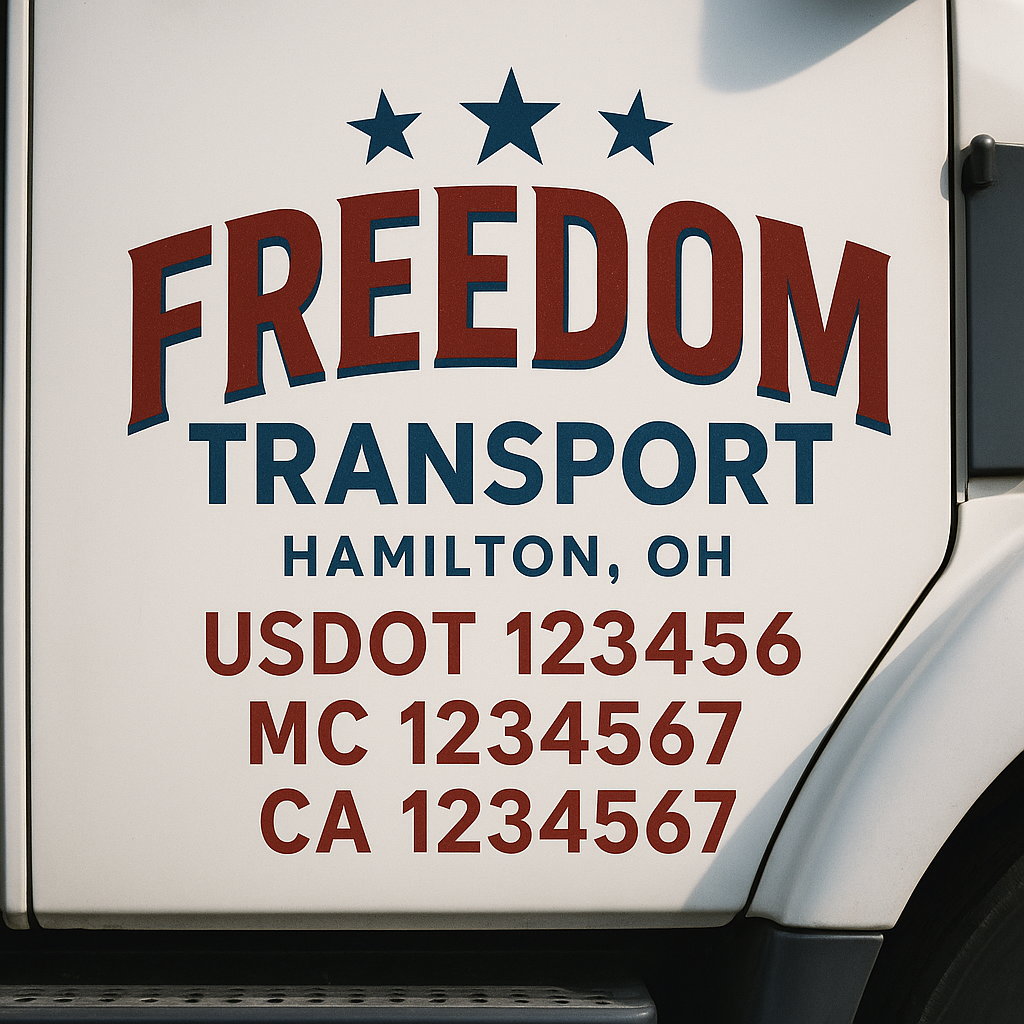 Custom Truck Door Decal Sticker Label Signs For Compliance | USDOT Truck Door Decal Lettering For Trucking & Transport Companies