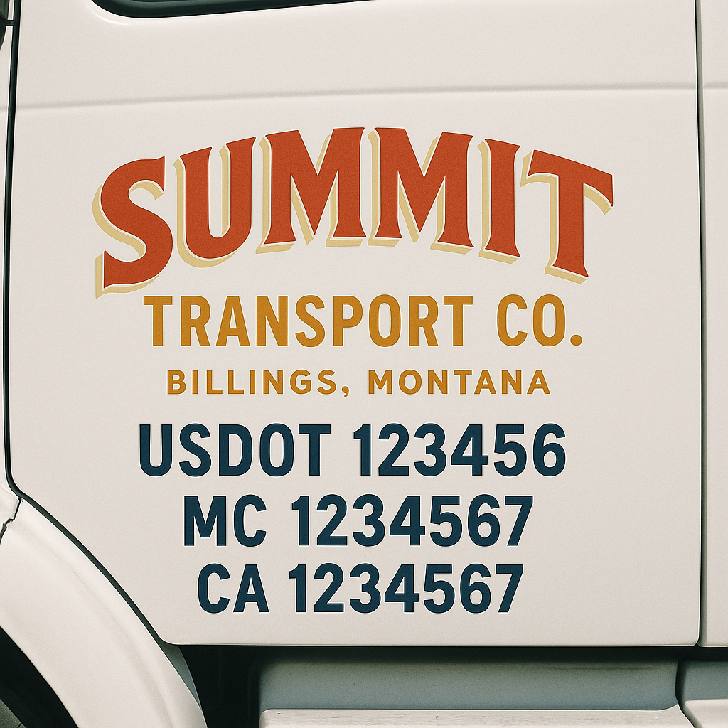 Custom Truck Door Decal Sticker Label Signs For Compliance | USDOT Truck Door Decal Lettering For Trucking & Transport Companies