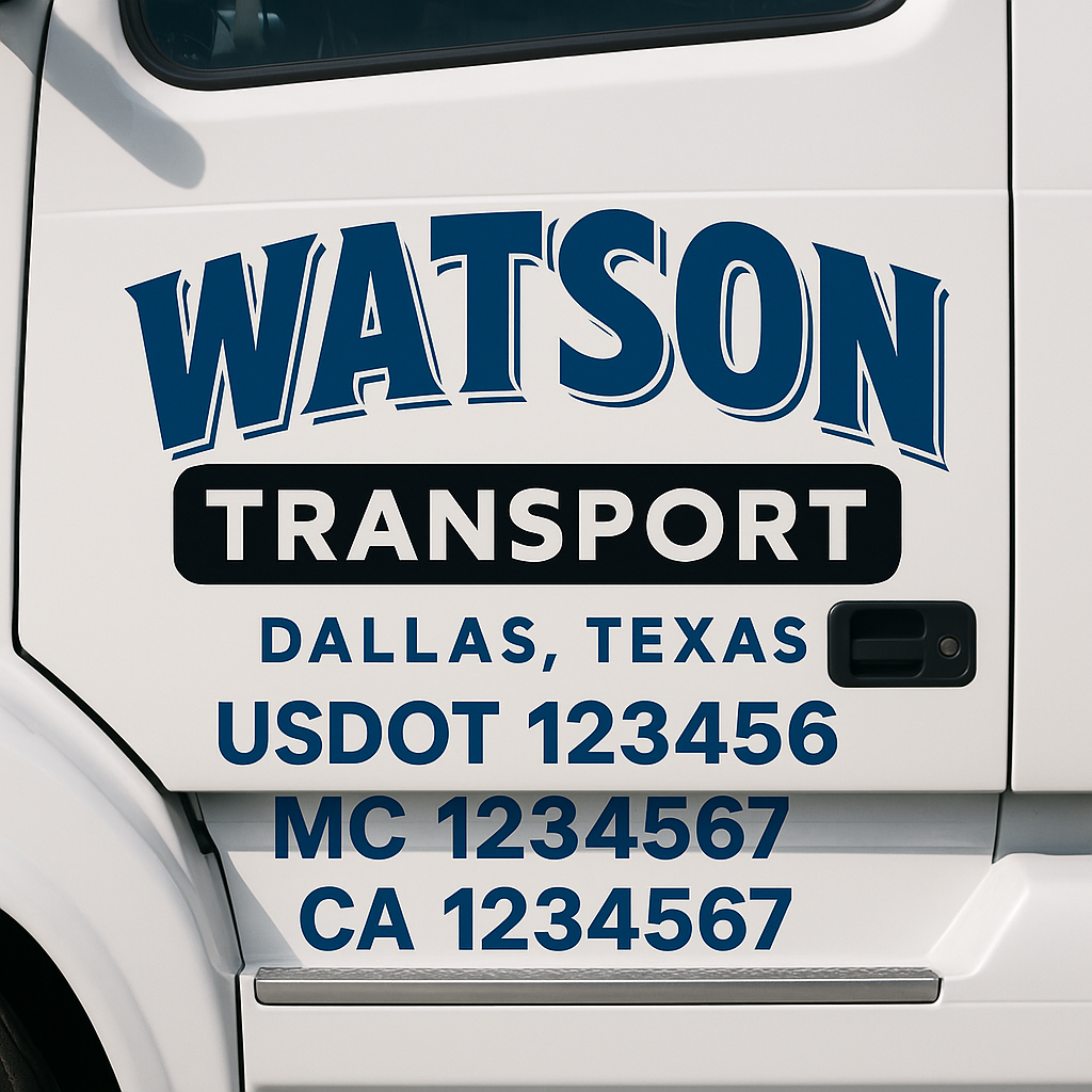 Custom Truck Door Decal Sticker Label Signs For Compliance | USDOT Truck Door Decal Lettering For Trucking & Transport Companies