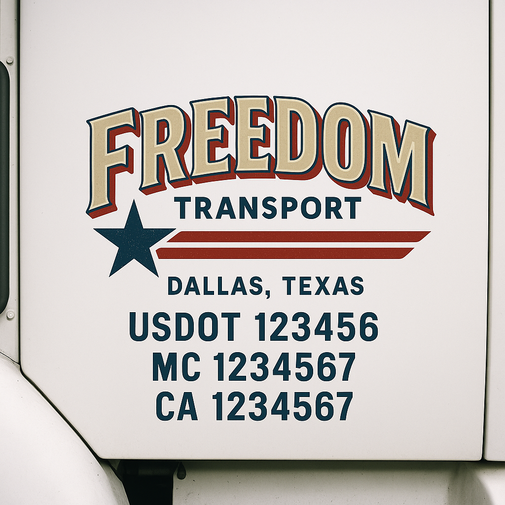 Custom Truck Door Decal Sticker Label Signs For Compliance | USDOT Truck Door Decal Lettering For Trucking & Transport Companies