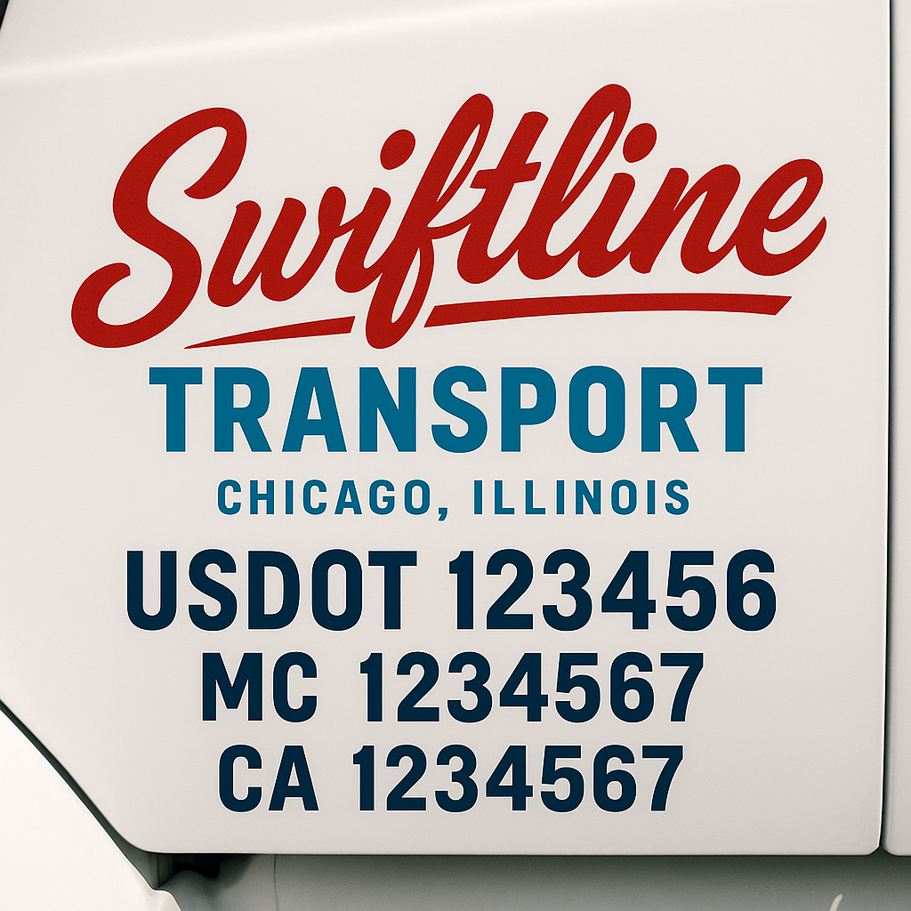 Custom Truck Door Decal Sticker Label Signs For Compliance | USDOT Truck Door Decal Lettering For Trucking & Transport Companies