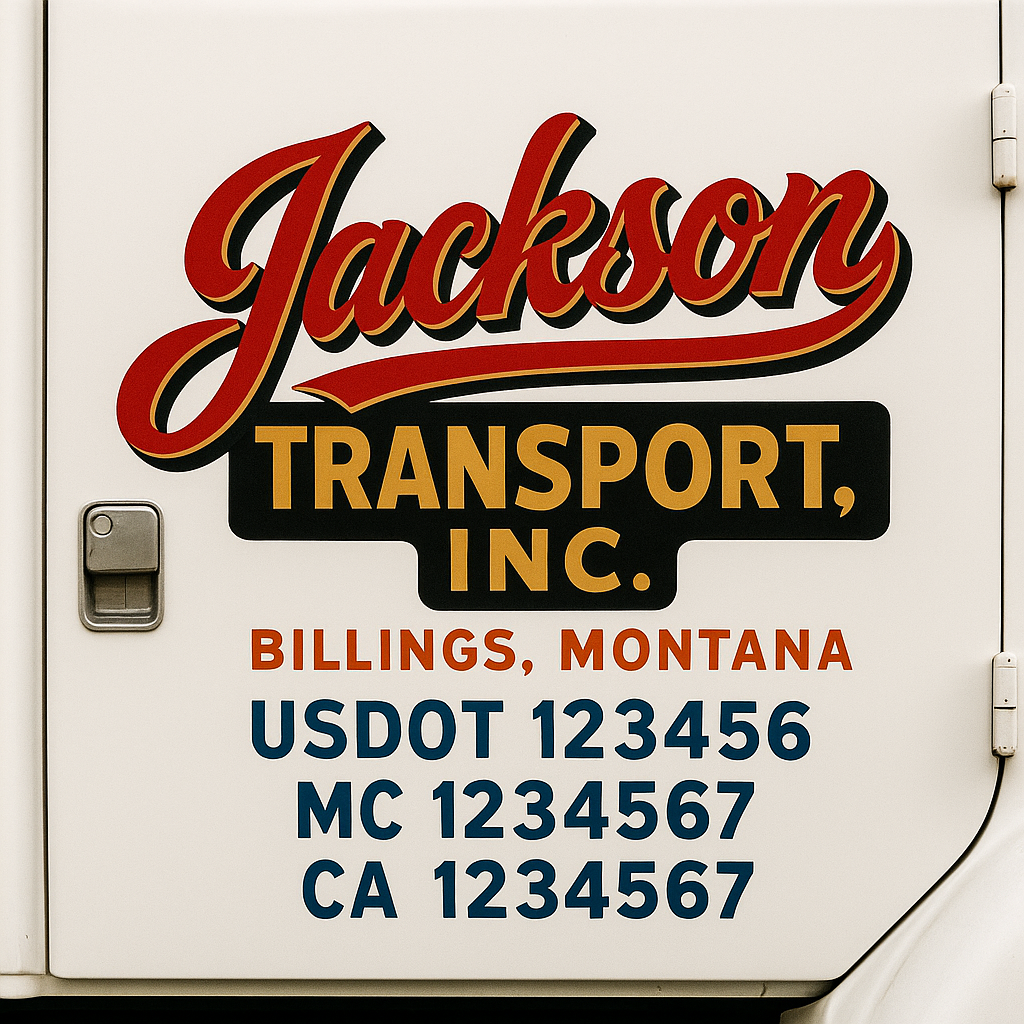 Custom Truck Door Decal Sticker Label Signs For Compliance | USDOT Truck Door Decal Lettering For Trucking & Transport Companies