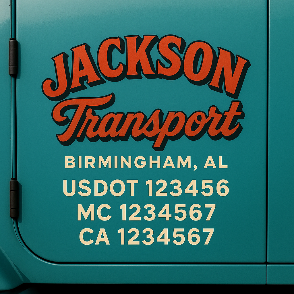 Custom Truck Door Decal Sticker Label Signs For Compliance | USDOT Truck Door Decal Lettering For Trucking & Transport Companies