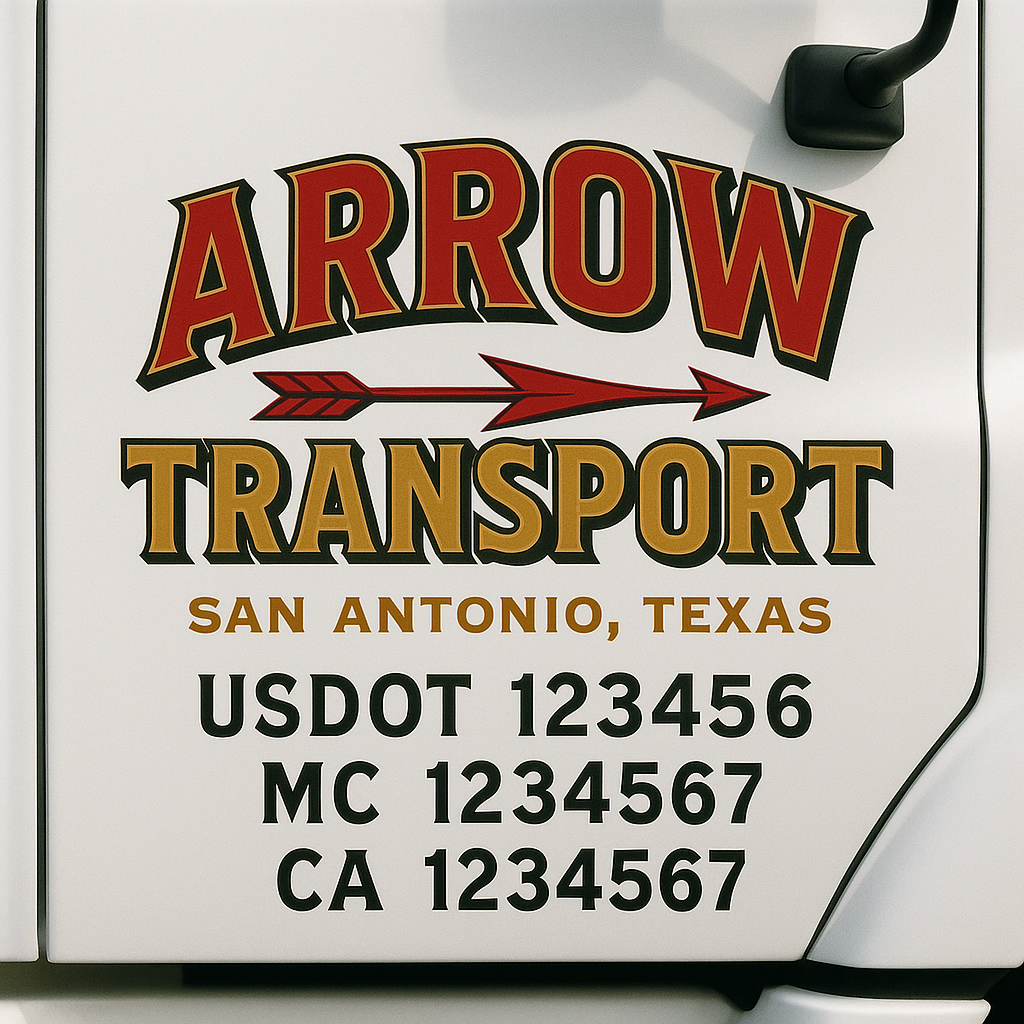 Custom Truck Door Decal Sticker Label Signs For Compliance | USDOT Truck Door Decal Lettering For Trucking & Transport Companies